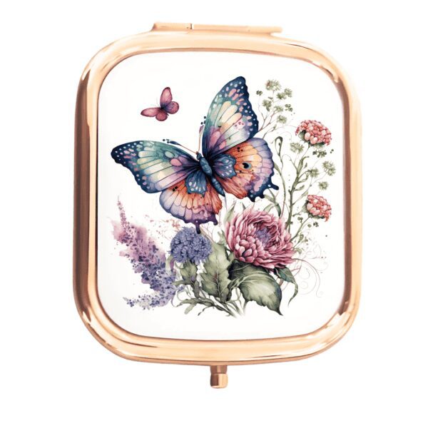 Miroir de Poche Floral et Papillon